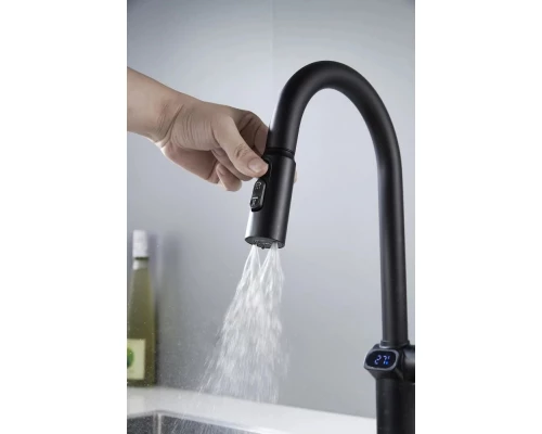Смеситель для кухни с индикатором температуры Knotlor KN-100/BL, черный