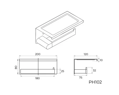 Держатель для туалетной бумаги с полочкой Knotlor PH102GM, оружейная сталь
