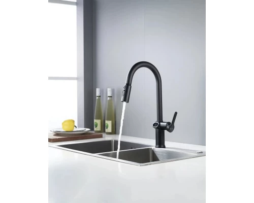 Смеситель для кухни с индикатором температуры Knotlor KN-100/BL, черный