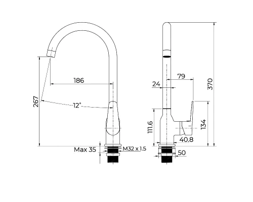 Смеситель для кухни Knotlor KN-51, хром