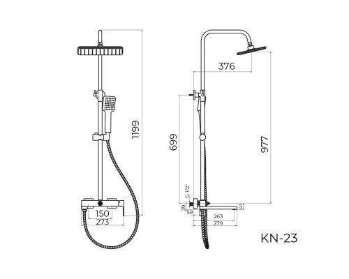 Душевая система Knotlor KN-23/BL, черный