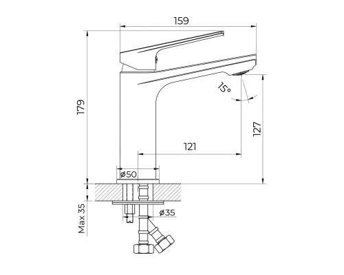 Cмеситель для раковины Knotlor KN-60/GM, оружейная сталь