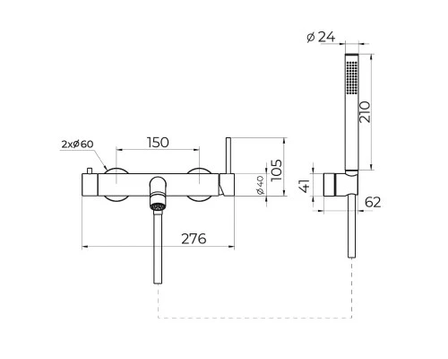 Смеситель для ванны Knotlor SS-23/BL, черный