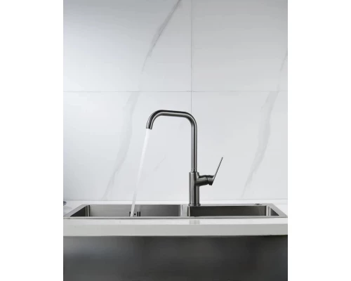 Смеситель для кухни Knotlor KN-61/GM, вороненая сталь