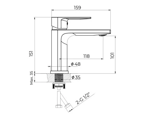 Cмеситель для раковины Knotlor KN-30, хром
