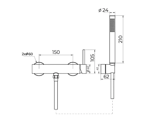 Смеситель для душа Knotlor SS-22/RB, бронза