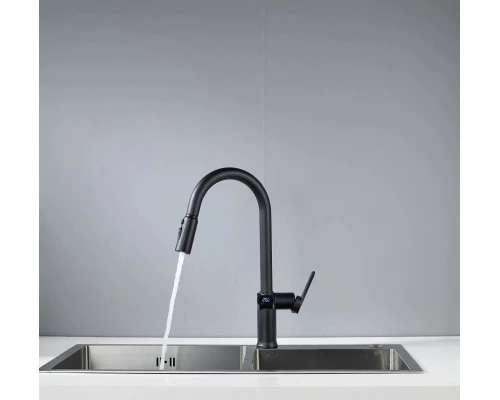 Смеситель для кухни с индикатором температуры Knotlor KN-100/BL, черный
