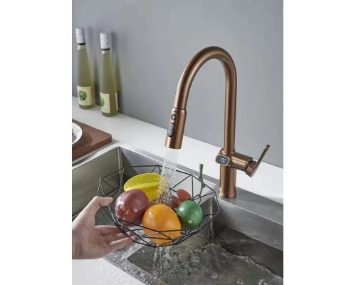 Смеситель для кухни с индикатором температуры Knotlor KN-100/RB, бронза