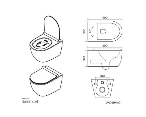 Унитаз подвесной торнадо Knotlor WC49WG, белый