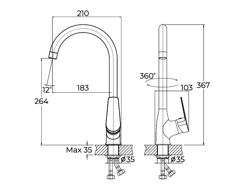 Смеситель для кухни Knotlor KN-11, хром