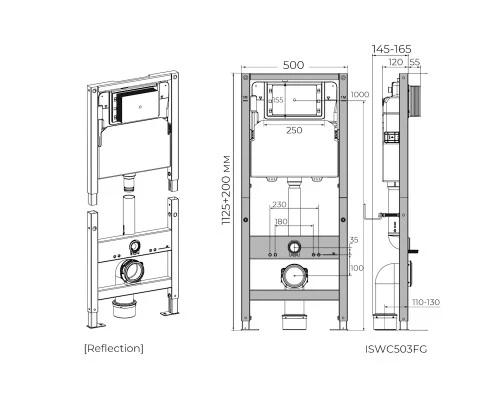 Инсталляция для подвесного унитаза Knotlor ISWC503FG, бирюзовый (серия 2)