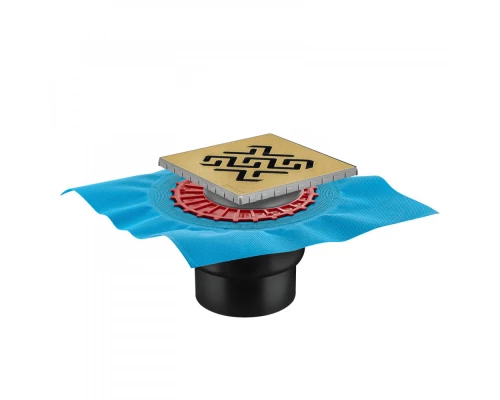 Трап водосток ZENTRUM Antik 150х150, бронза, выпуск D50/75/110 H74 вертикальный, BERGES