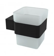 Стакан для зубных щеток SMOOTH LINE с держателем, черный