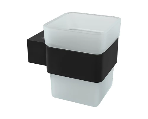 Стакан для зубных щеток SMOOTH LINE с держателем, черный