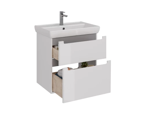 Тумба Lemark BUNO 70 см под 1 раковину, подвесная/напольная, 2 ящика, цвет планки: Серый, цвет корпу