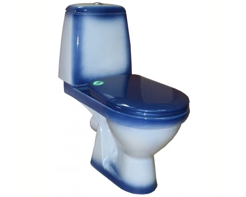 ПРЕМЬЕР Унитаз-компакт горизонт. вып. с арматурой, сиденьем, креплением, синий. ROSA