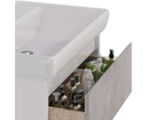 Тумба Lemark COMBI 70 см под 1 раковину, подвесная/напольная, 2 ящика, цвет фасада: Бетон, цвет корп