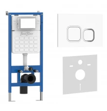 Комплект 2в1 IBERICA BLANCA инсталляция SILENCIO, кнопка смыва ESTI-Q белый глянцевый (IB001.831)