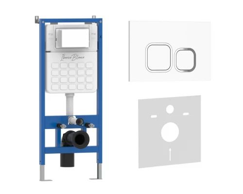Комплект 2в1 IBERICA BLANCA инсталляция SILENCIO, кнопка смыва ESTI-Q белый глянцевый (IB001.831)