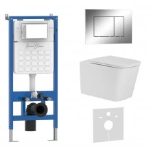 Комплект 3в1 IBERICA BLANCA инсталляция SILENCIO, унитаз TOLEDO ALTO белый, кнопка смыва ESTI-S хром глянцевый (IB001.TLA.234.852)