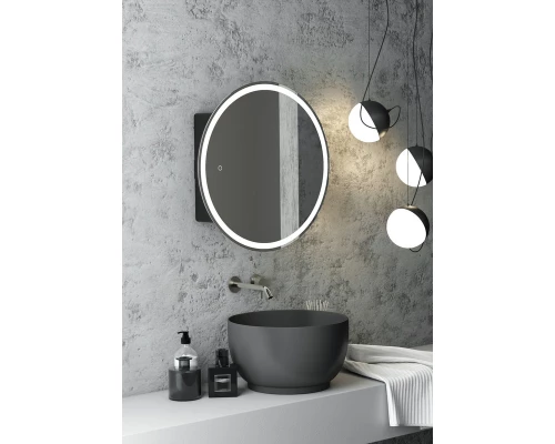 Зеркало-шкаф Torneo Black LED d 700 с подсветкой