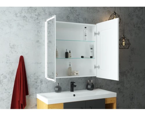 Зеркало-шкаф Allure Led 800х800 с датчиком движения, розеткой