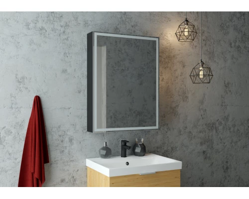 Зеркало-шкаф Mirror Box black Led 600х800
