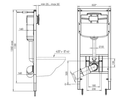 Инсталляция в наборе с Унитазом "Элеганс"кир.керам.,сид.полип.экон.,клав.круг, хром глян
, ANI PLAST