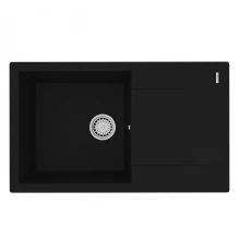 Кухонная мойка Lemark IMANDRA 840 врезная прямоугольная с крылом из кварцгранита, Антрацит 