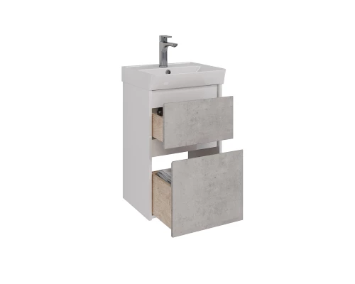 Тумба Lemark COMBI 45 см под 1 раковину, подвесная/напольная, 2 ящика, цвет фасада: Бетон, цвет корп