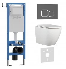 Комплект 3в1 IBERICA BLANCA инсталляция SILENCIO MINI, унитаз BILBAO ALTO белый, кнопка смыва ESTI-Q серый матовый (IB.001M.BLA.231.837)