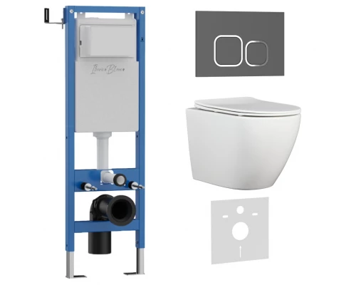Комплект 3в1 IBERICA BLANCA инсталляция SILENCIO MINI, унитаз BILBAO ALTO белый, кнопка смыва ESTI-Q серый матовый (IB.001M.BLA.231.837)