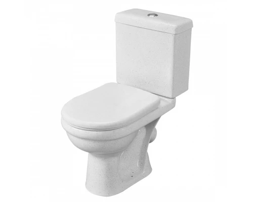 Унитаз-компакт "Визит" косой выпуск, с 1-реж. кнопочной арм.  и сид. п/п "Уклад,крап на белом. SANTE