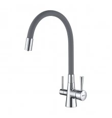 Comfort Смеситель для кухни, гиб.излив 228мм фильтр.воды, р/ОД, хром/серый, LM, LM3075C-Gray