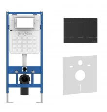 Комплект 2в1 IBERICA BLANCA инсталляция SILENCIO, кнопка смыва INOX-R черный матовый (IB001.015.04)