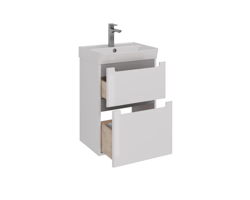 Тумба Lemark BUNO 50 см под 1 раковину, подвесная/напольная, 2 ящика, цвет планки: Серый, цвет корпу