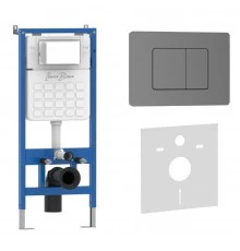 Комплект 2в1 IBERICA BLANCA инсталляция SILENCIO, кнопка смыва INOX-C вороненая сталь (IB001.118)