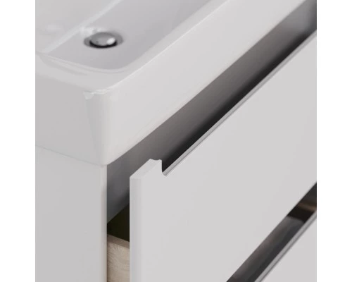 Тумба Lemark BUNO 80 см под 1 раковину, подвесная/напольная, 2 ящика, цвет планки: Серый, цвет корпу