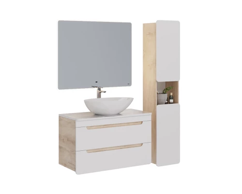 Тумба Lemark OLIVIA 100 см под 1 раковину, подвесная, 2 ящика, цвет корпуса: Дуб кантри, цвет фасада