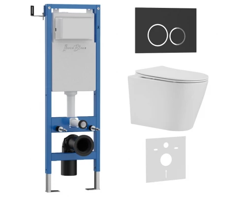 Комплект 3в1 IBERICA BLANCA инсталляция SILENCIO MINI, унитаз BURGOS ALTO белый, кнопка смыва ESTI-O черный матовый (IB.001M.BRA.231.822)