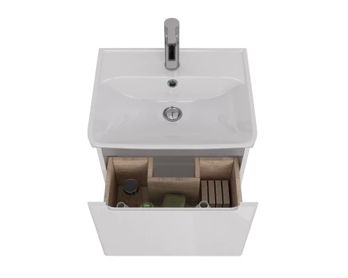 Тумба Lemark BUNO MINI 50 см под 1 раковину, подвесная, 1 ящик, цвет планки: Серый, цвет корпуса, фа