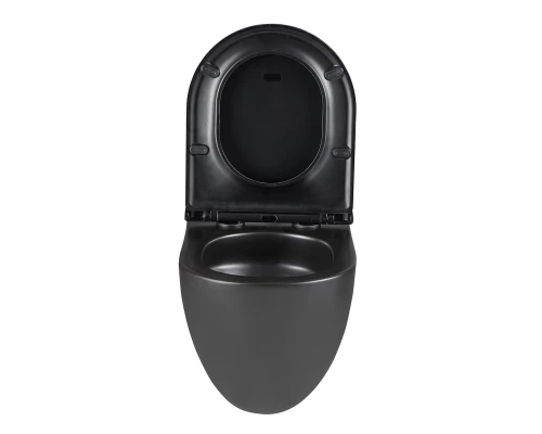 GLAZER BLACK MATT Унитаз подвесной безободковый с сиденьем микролифт,черный, LM, 9612004