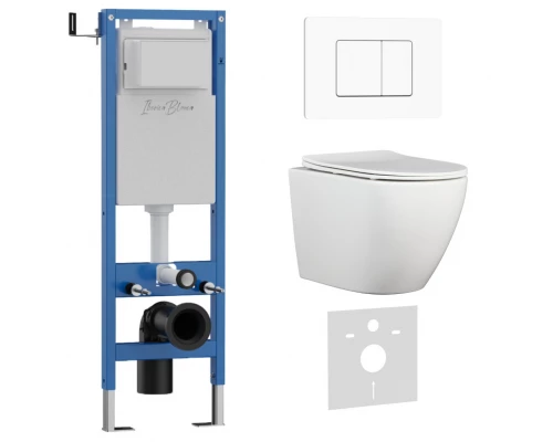 Комплект 3в1 IBERICA BLANCA инсталляция SILENCIO MINI, унитаз BILBAO ALTO белый, кнопка смыва INOX-C белый матовый (IB.001M.BLA.231.111)