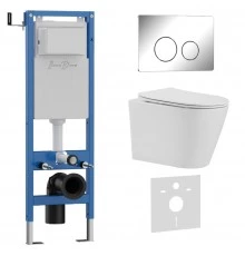 Комплект 3в1 IBERICA BLANCA инсталляция SILENCIO MINI, унитаз BURGOS ALTO белый, кнопка смыва INOX-O хром глянцевый (IB.001M.BRA.231.8131)