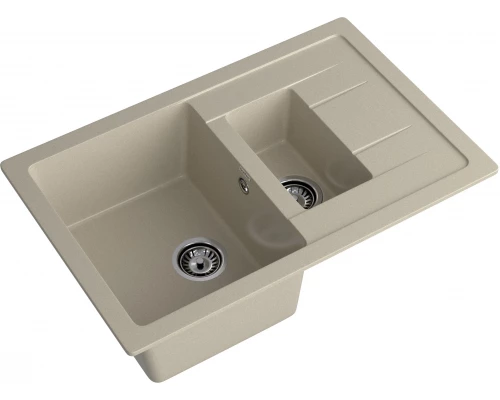 GRANFEST Мойка композит QUADRO GF-Q--775KL 1.5-чаш+крыло 775*500мм   топаз арт.GF-