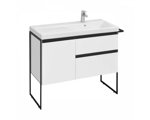 DOMI Тумба под раковину Gap Plus 100, 2 ящ., 1 дв., белый глянец, правая, ROCA