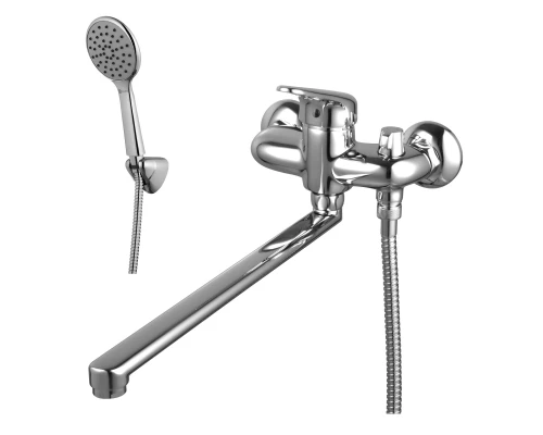 Luna Смеситель для ванны, плоск.пов.излив 350мм боковой дивертор лейка, р/ОД, хром, LM, LM4117C