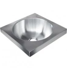 Раковина из нержавеющей стали настенная  квадратная 126x360x360 мм, шт