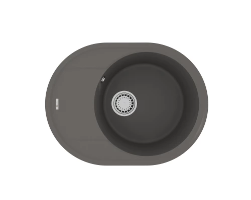 Кухонная мойка Lemark LACHA 620 врезная овальная с крылом из кварцгранита, Серый шёлк