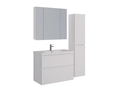 Тумба Lemark VEON 90 см под 1 раковину, подвесная/напольная, 2 ящика, цвет корпуса, фасада: Белый гл